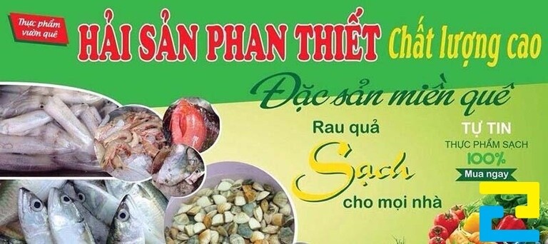 Mẫu tem nhãn hải sản có màu sắc hài hòa