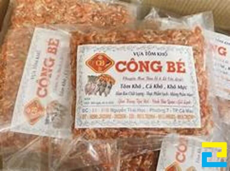 Mẫu tem nhãn tôm khô với chất lượng in ấn an toàn