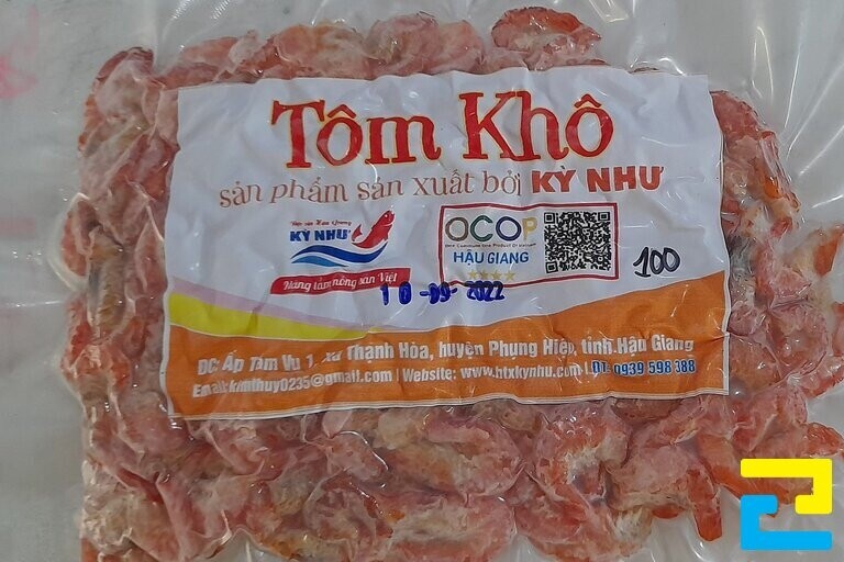 Mẫu tem nhãn tôm khô được sử dụng rộng rãi