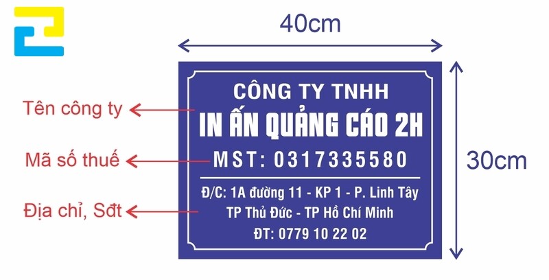 Thông tin cơ bản về làm biển tên công ty.