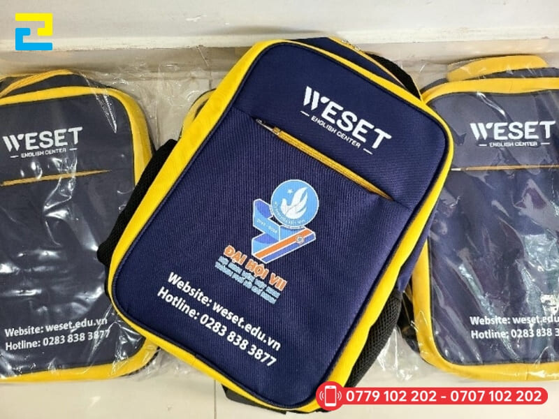 In Logo Truong Hoc Len Cap Balo