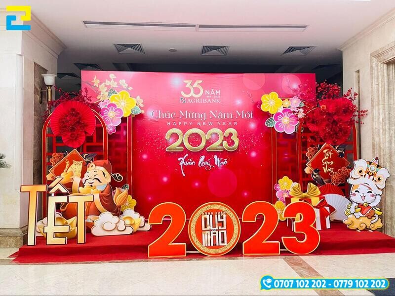 Trang Tri Tet Van Phong Backdrop 1