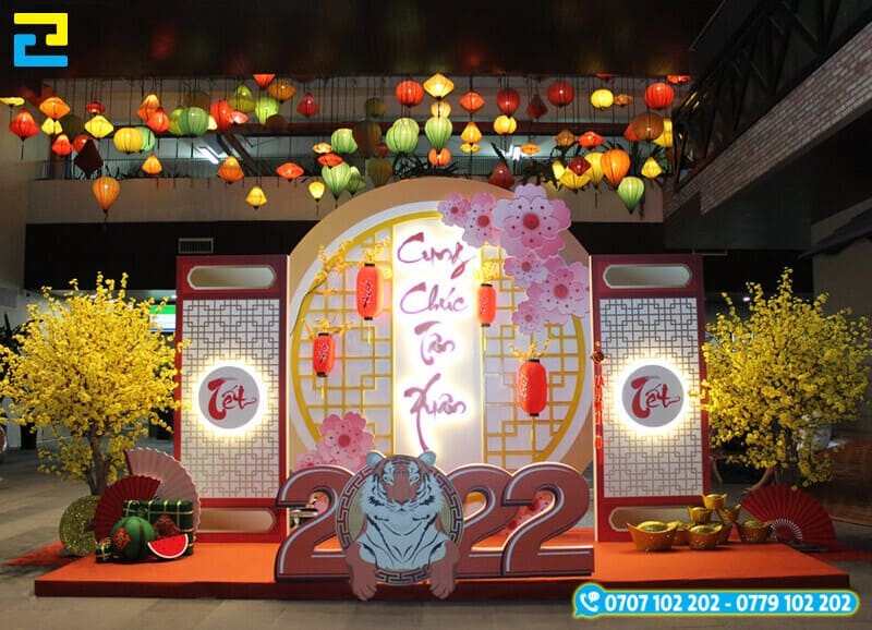 Trang Tri Tet Van Phong Backdrop 2