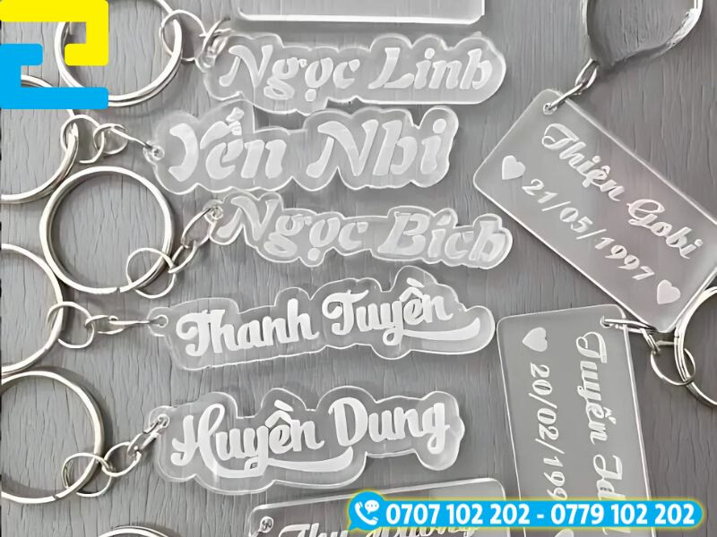 Móc khóa mica sử dụng công nghệ cắt laser