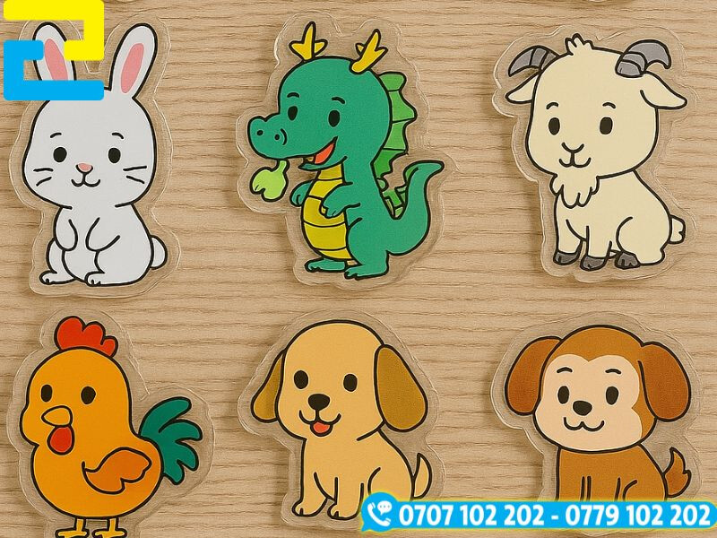 Moc Khoa 12 Con Giap Chat Lieu Mica