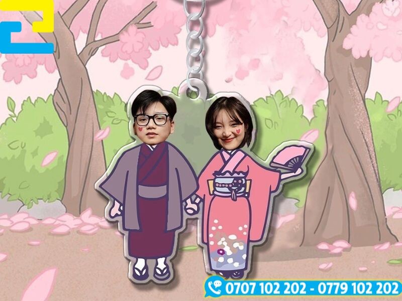 Móc khóa đôi in UV bền màu