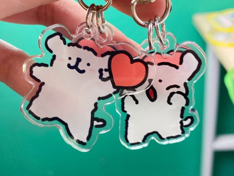 Moc Khoa Cute Chat Lieu Mica De Thuong