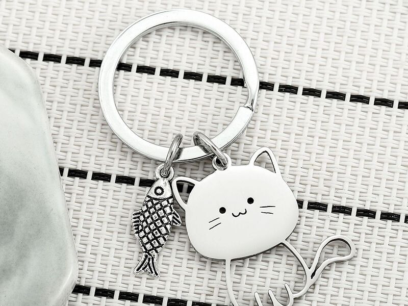 Moc Khoa Cute Chat Lieu Mica Cat Hinh Con Meo