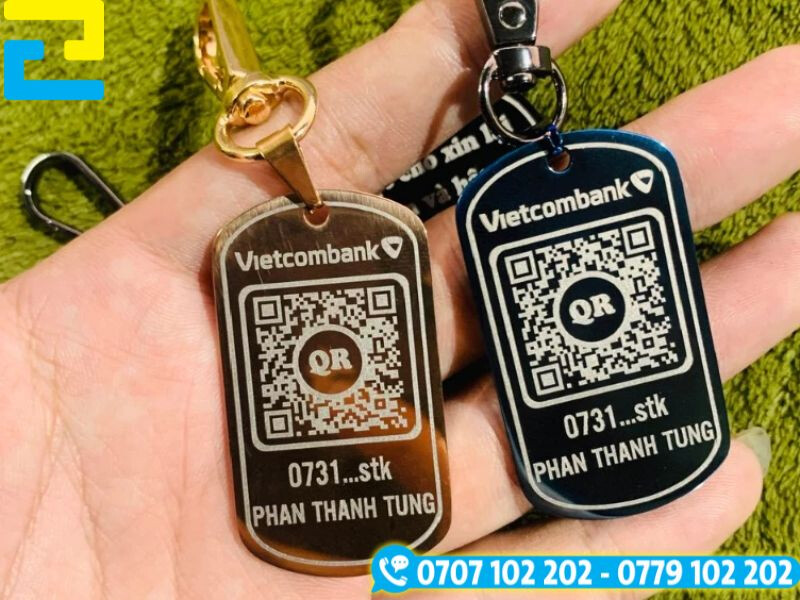Móc khóa inox in mã qr