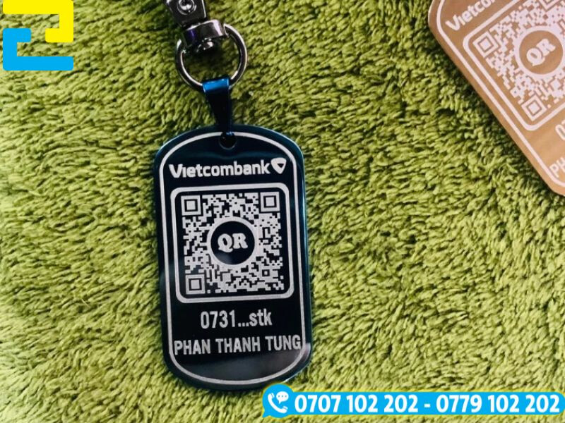 Móc khóa in mã QR chất liệu inox