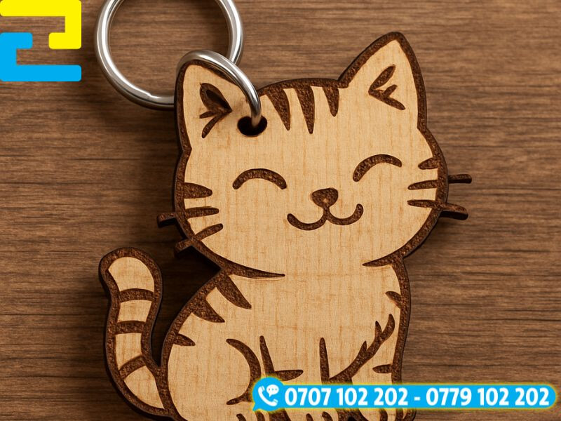 Móc khóa gỗ khắc laser