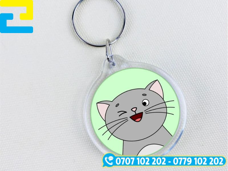 Móc khóa mica in uv màu sắc bền đẹp