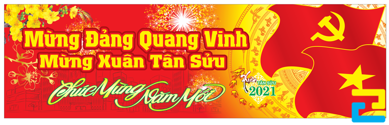Mẫu in băng rôn Mừng Đảng Quang Vinh, Mừng Xuân Tân Sửu