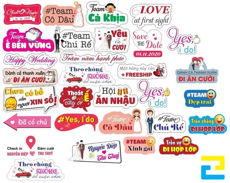 In Hashtag đám cưới trên công nghệ UV hoặc kỹ thuật số tùy theo yêu cầu của khách hàng