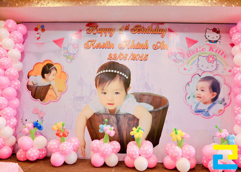 Mẫu phông bạt sinh nhật in hình em bé đáng yêu