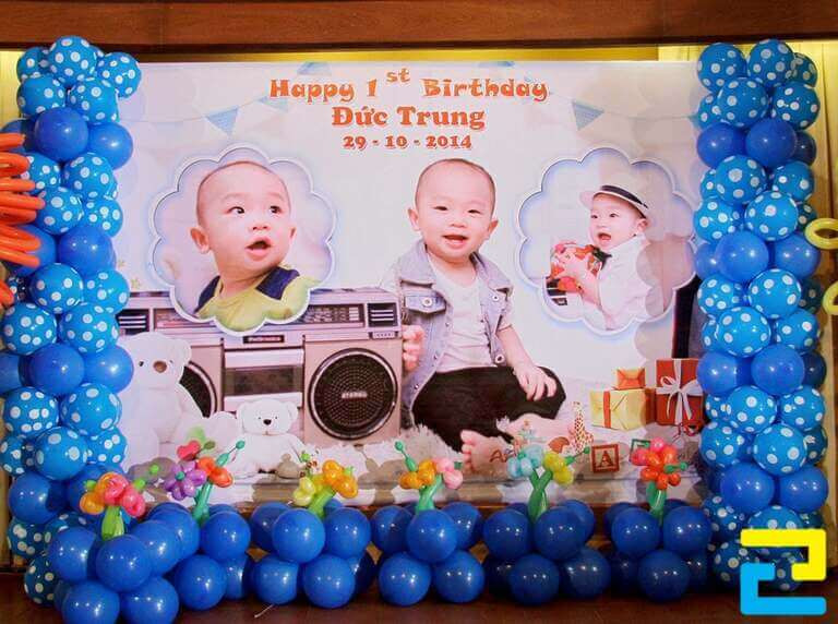 Mẫu phông nền sinh nhật cho bé trai