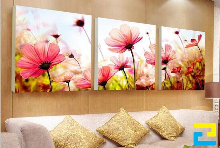 Tranh in 3D trên gỗ treo tường hình bông hoa đẹp tự nhiên